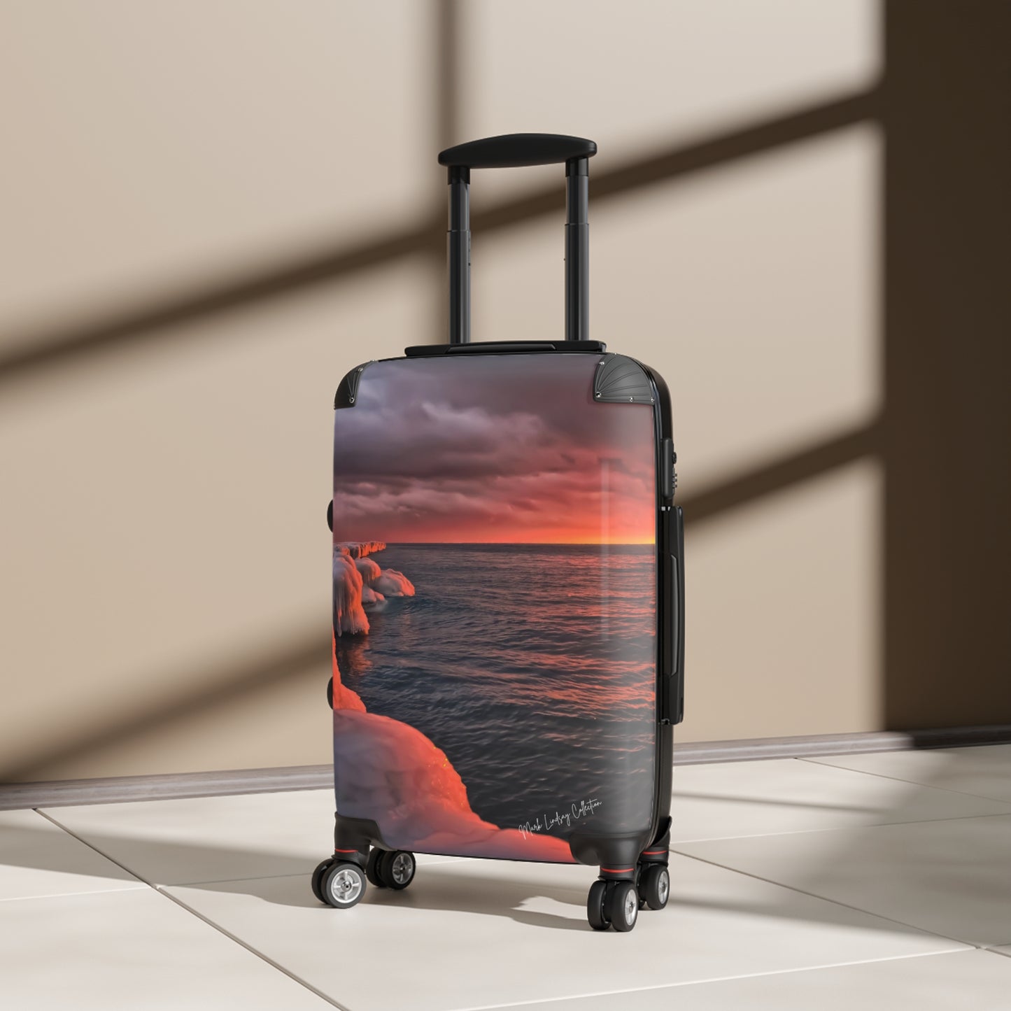Point Betsie's Winter Sunset Custom Art Luggage