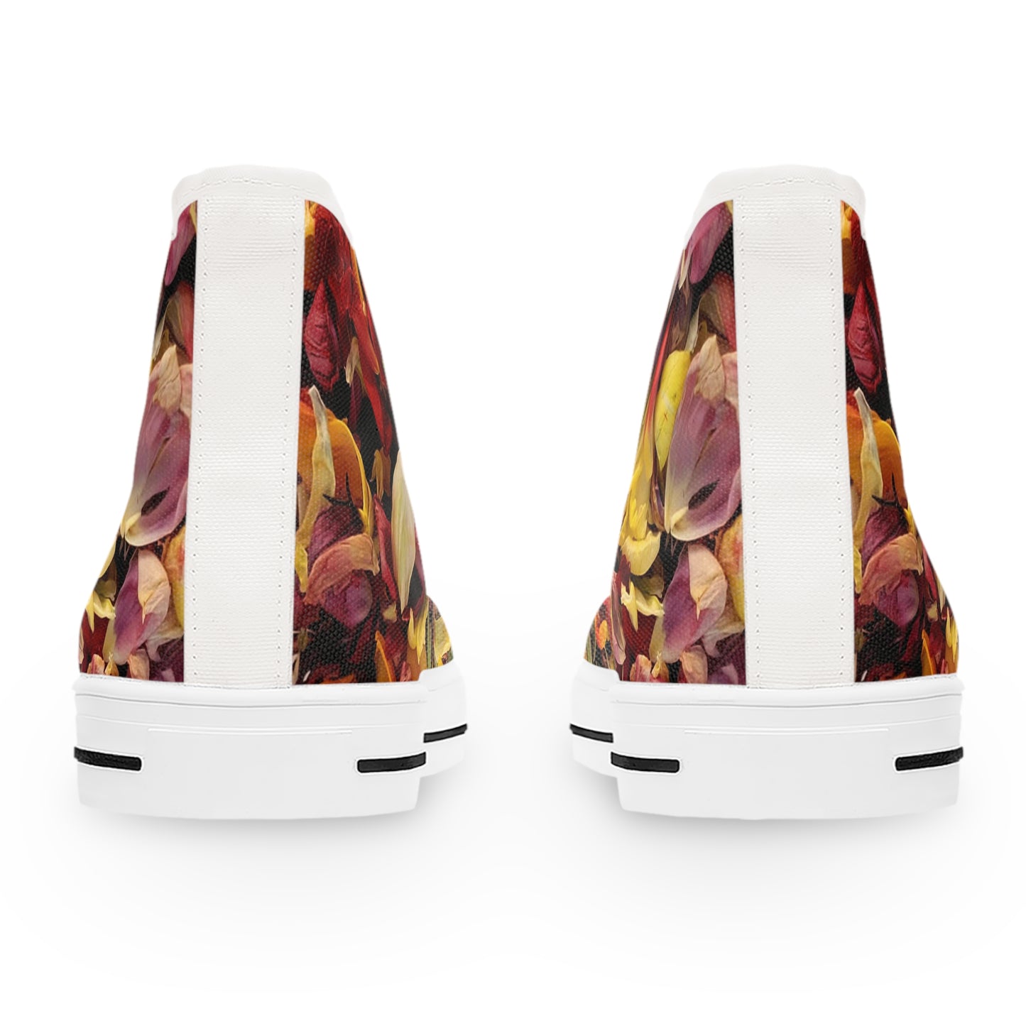 Beauty Remains High Top Sneakers — Women’s Colorful Petal Print Shoes