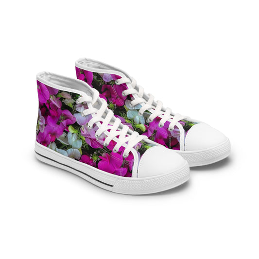 Sweet Pea High-Top Sneakers — Women's Garden Print Canvas Shoes