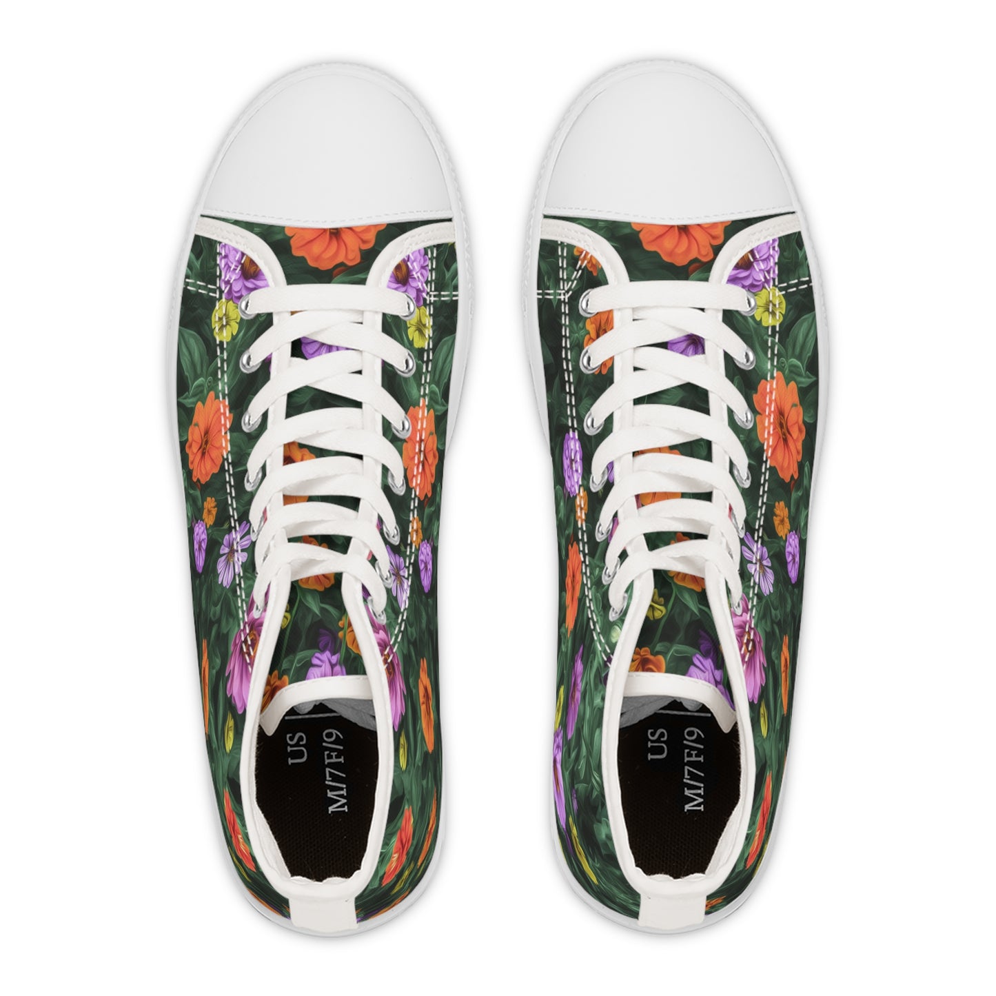 Zinnias High-Top Sneakers — Women's Colorful Zinnia Print Shoes