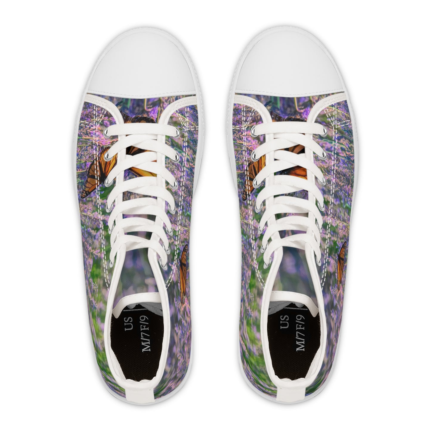 Lavender Fields High Top Sneakers — Lavender Field Butterfly Print