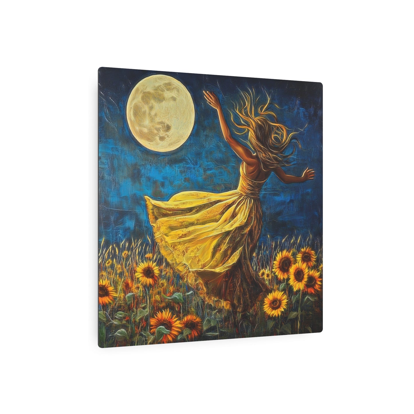 Sunflower Moon Metal Art — Dancing Woman Wall Décor