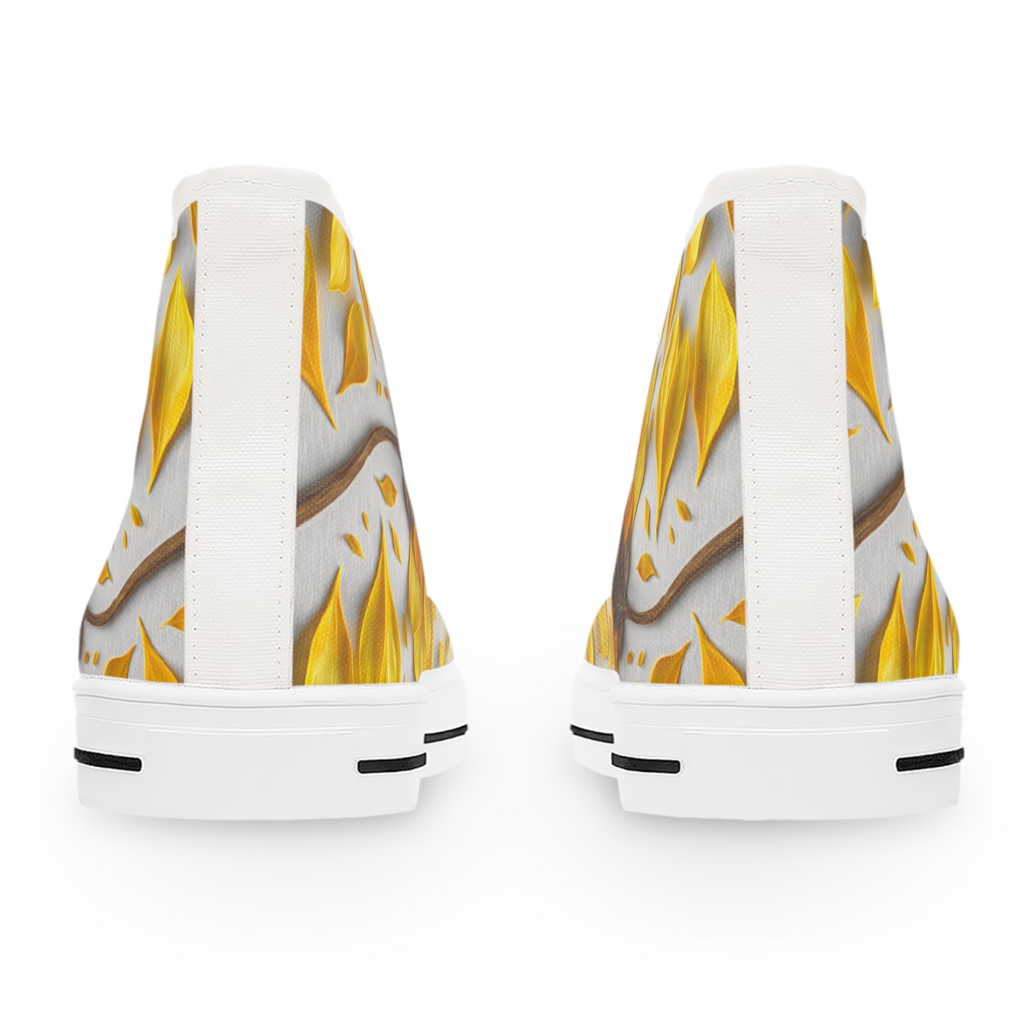 Yellow Sunflower High Top Sneakers — Women's Floral High-Top Canvas Shoes
