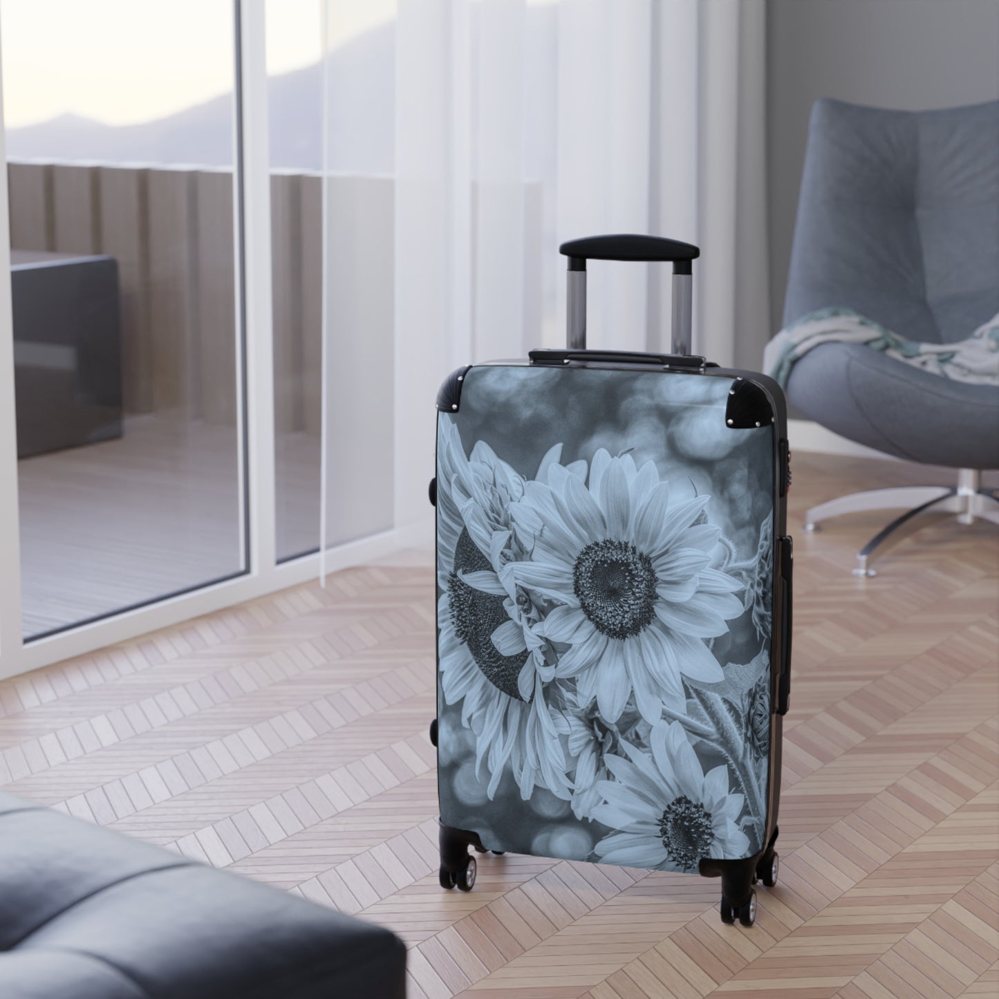 Sunflower Dreamy Blue Custom Art Luggage