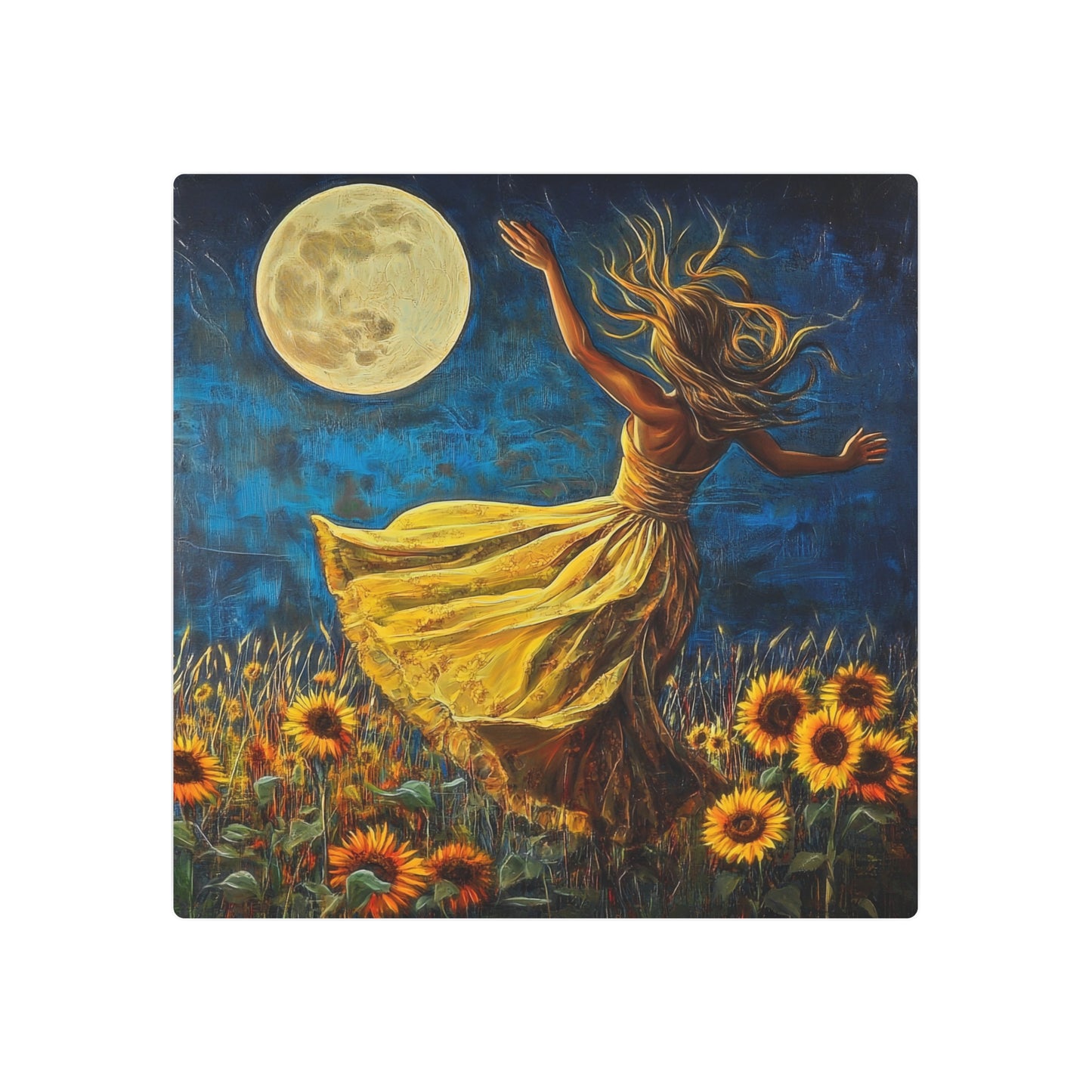 Sunflower Moon Metal Art — Dancing Woman Wall Décor