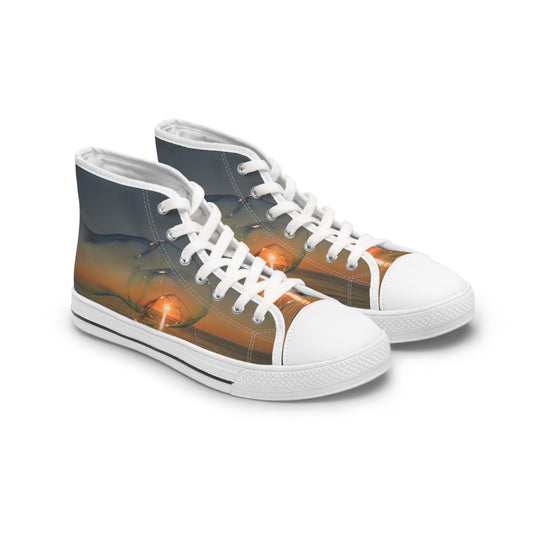 Sunset Glow High-Top Sneakers — Women's Artistic Canvas Shoes