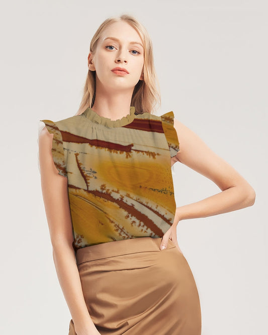 Gem Shoop Women's All-Over Print Ruffle Sleeve Top