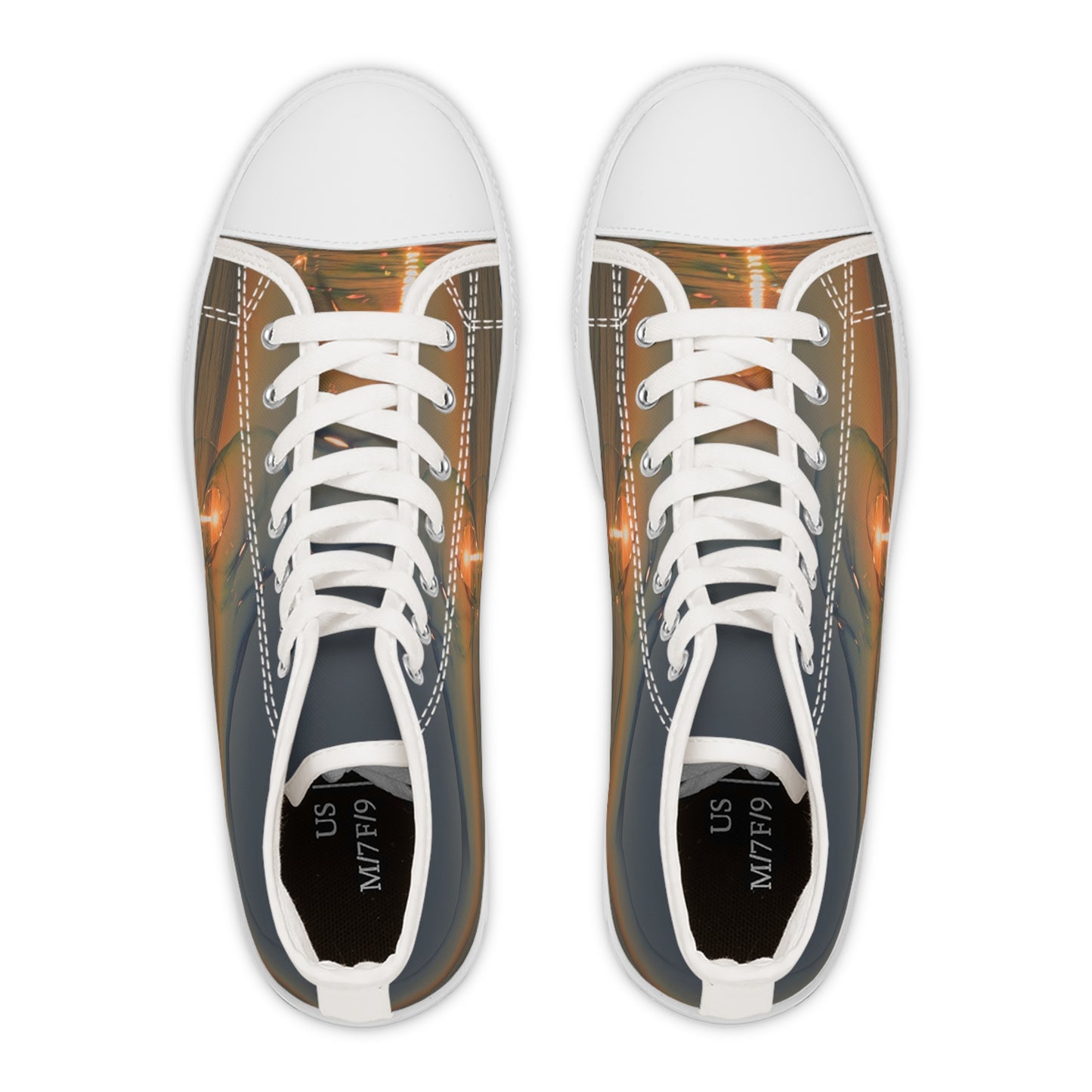 Sunset Glow High-Top Sneakers — Women's Artistic Canvas Shoes