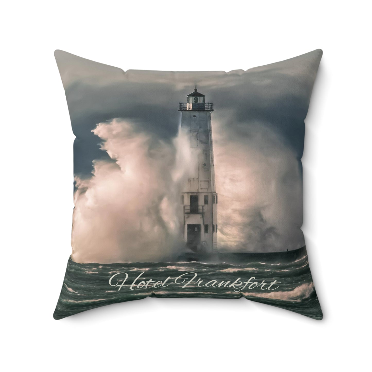 Hotel Frankfort Lighthouse Faux Suede Square Pillow