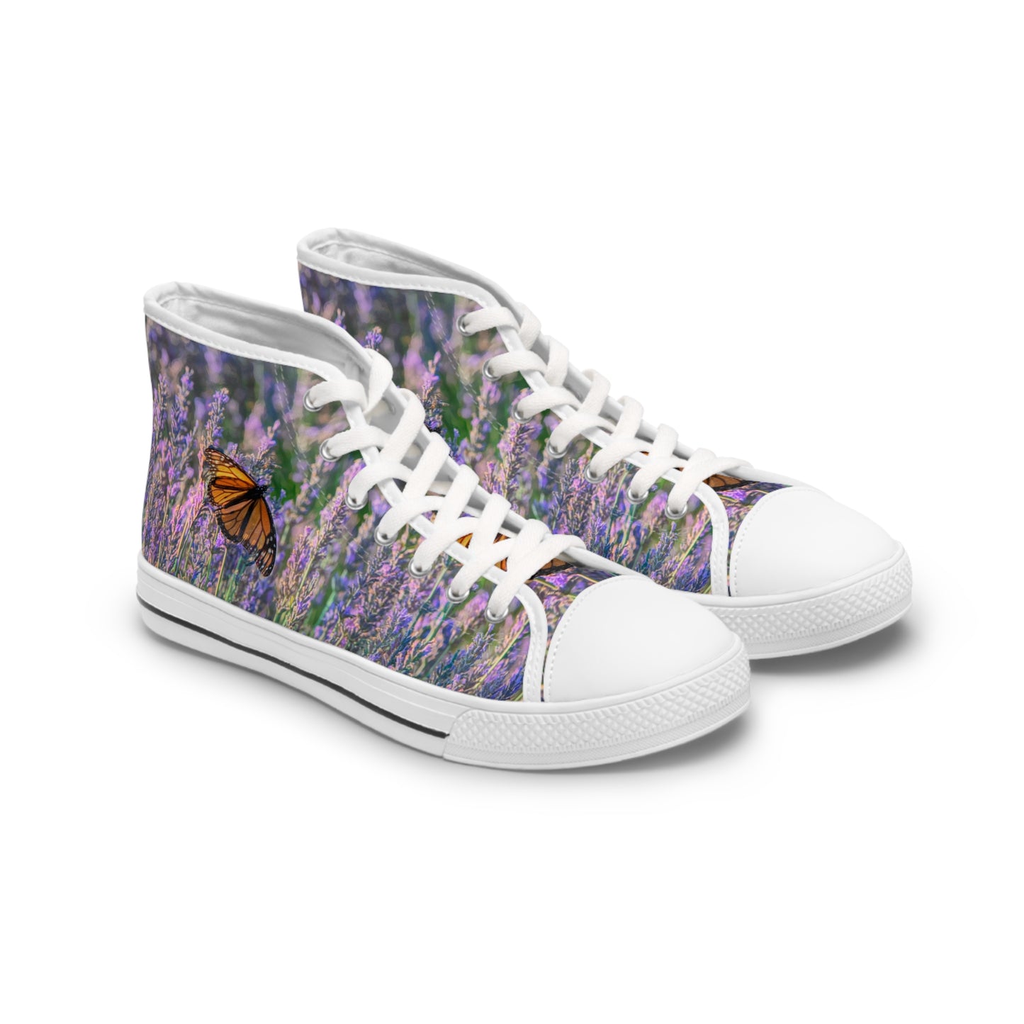 Lavender Fields High Top Sneakers — Lavender Field Butterfly Print