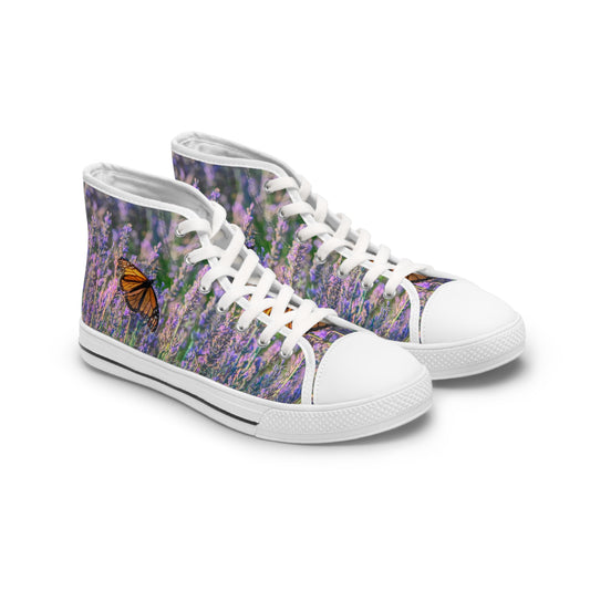 Lavender Fields High Top Sneakers — Lavender Field Butterfly Print