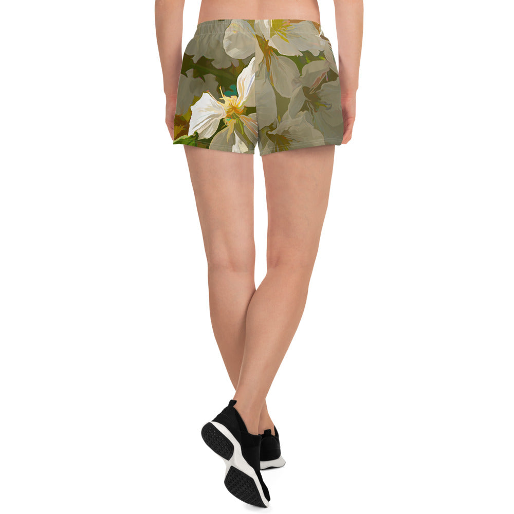 Cherry Blossom Art Women’s Recycled Athletic Shorts