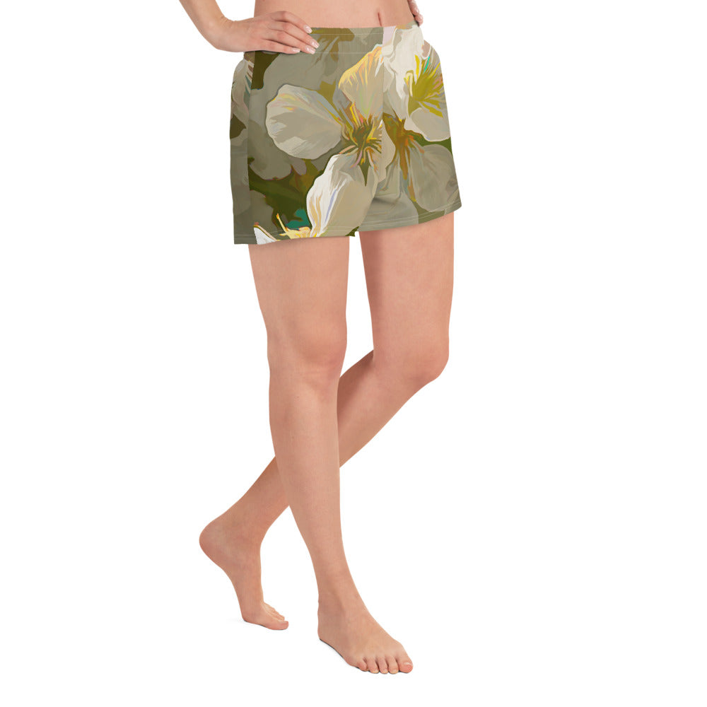Cherry Blossom Art Women’s Recycled Athletic Shorts