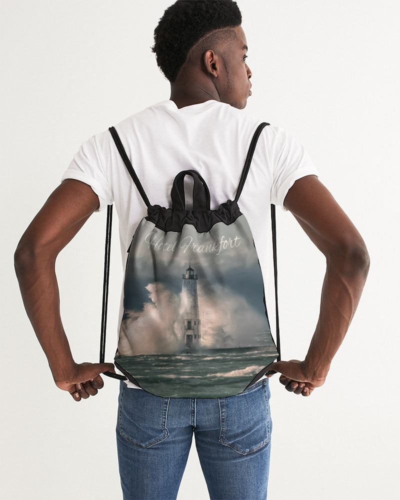 Frankfort Lighthouse with Hotel Frankfort Canvas Drawstring Bag