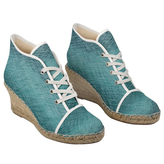 Caribbean Blue Custom Art Wedge Espadrilles