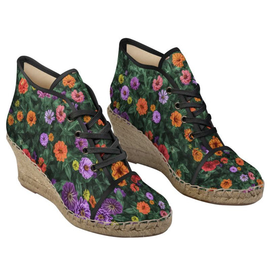 Floral Garden Custom Wedge Art Espadrilles
