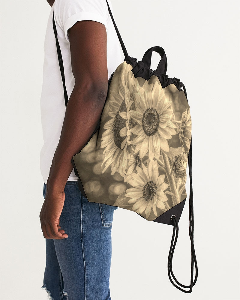 Sunflower Serenity Premium Canvas Drawstring Bag