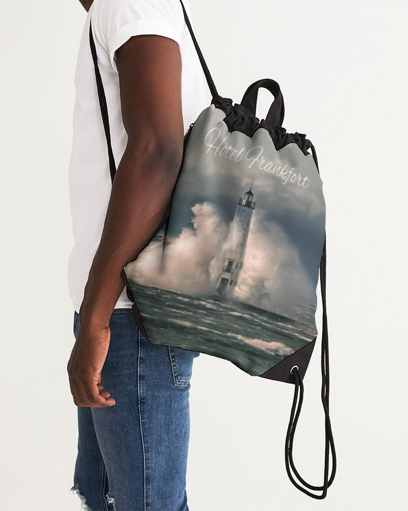 Frankfort Lighthouse with Hotel Frankfort Canvas Drawstring Bag