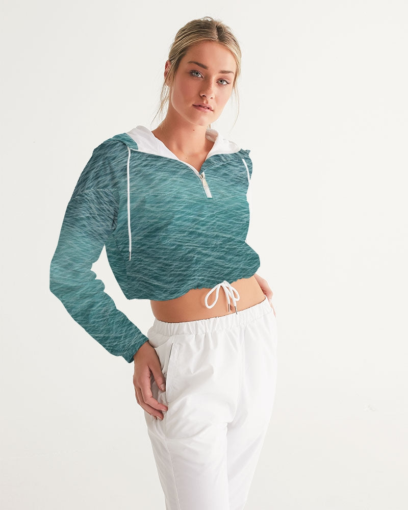 LAke Michigan Blue Women's Cropped Windbreaker