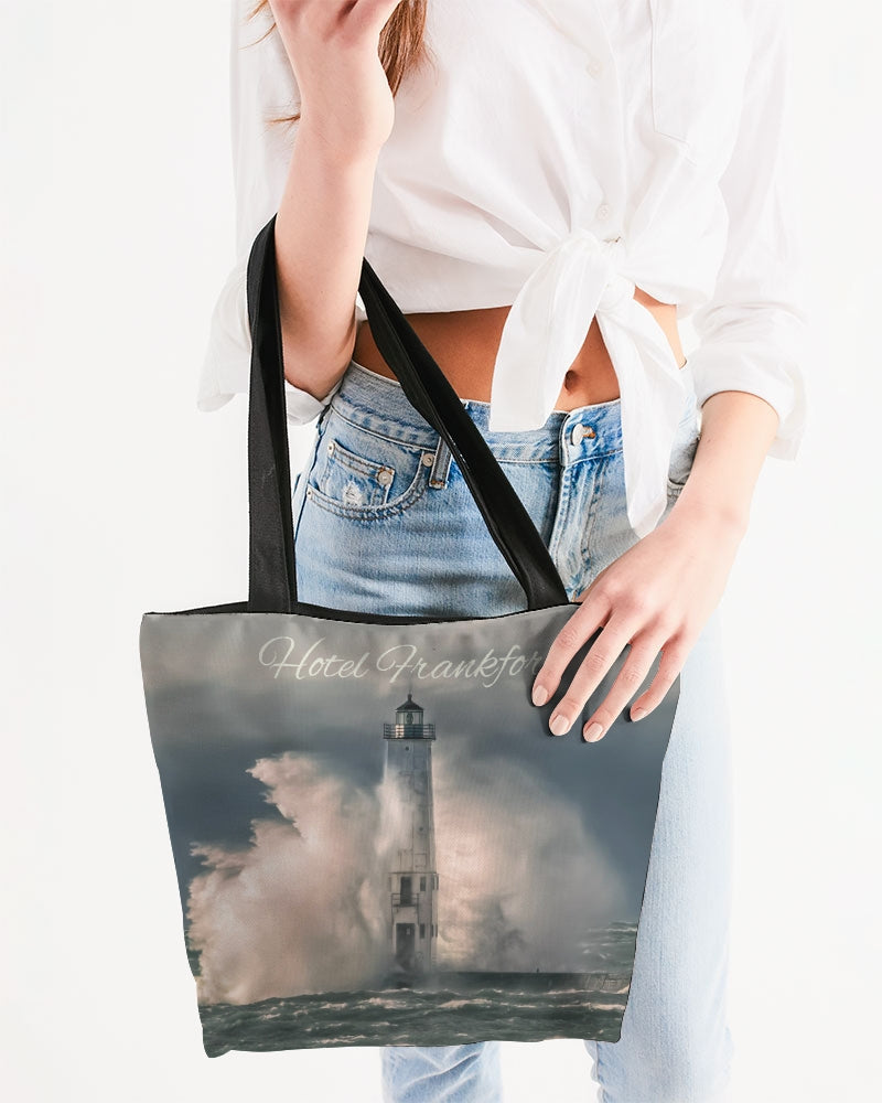Frankfort Lighthouse with Hotel Frankfort Canvas Zip Tote