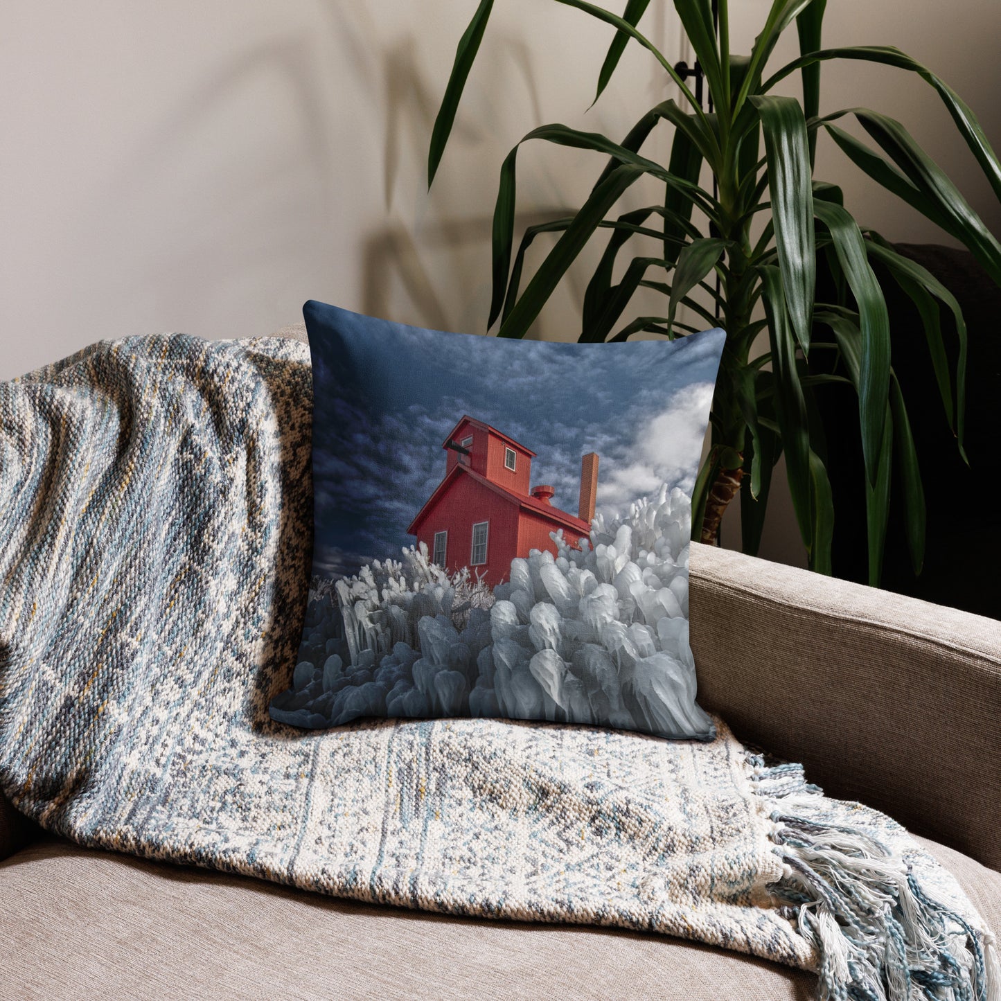 Red White & Blue Point Betsie Premium Art Pillow