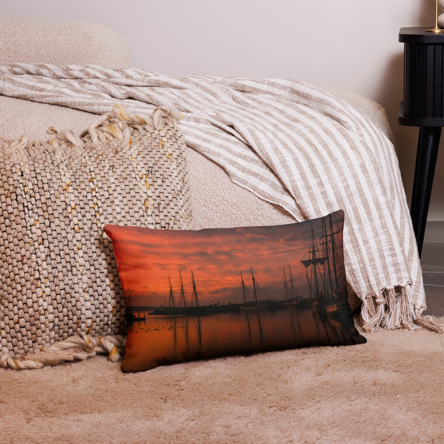 Harbor Sunset Premium Art Pillow