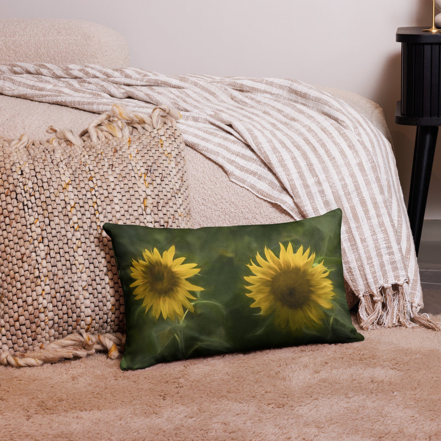 Sunflower Siblings Premium Art Pillow