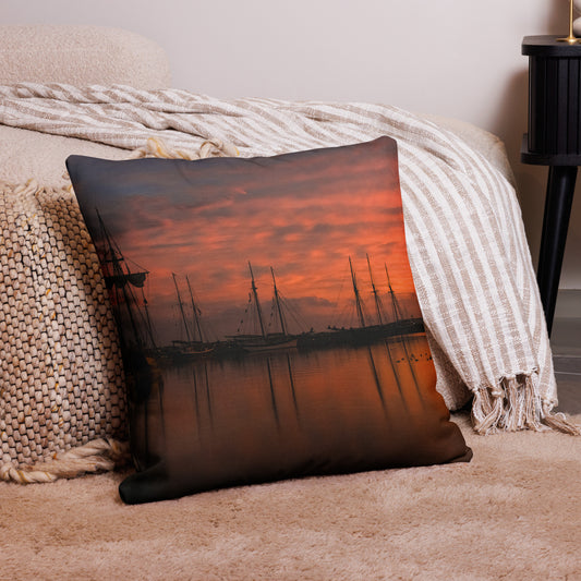 Harbor Sunset Premium Art Pillow