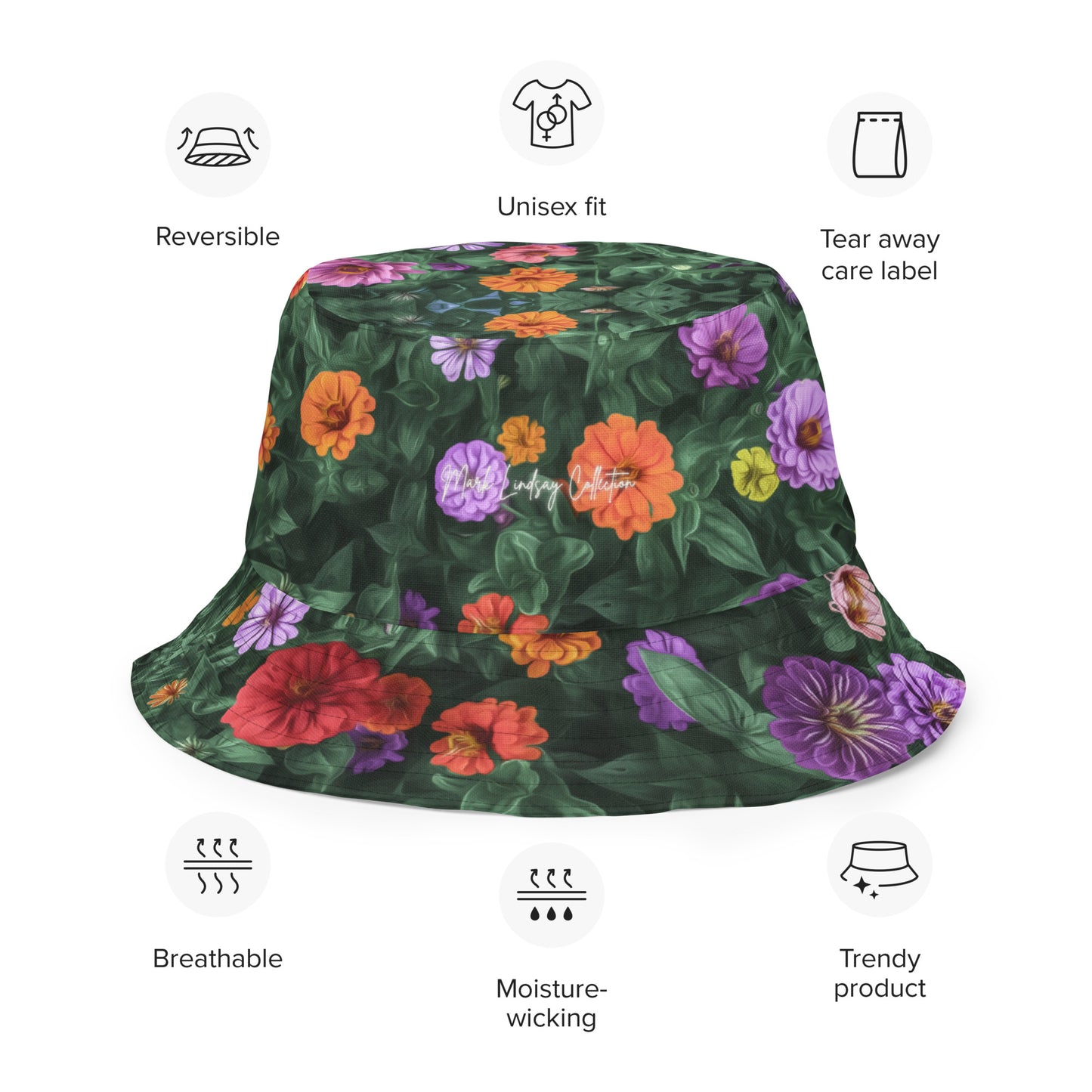 Flower Garden Reversible Bucket Art Hat