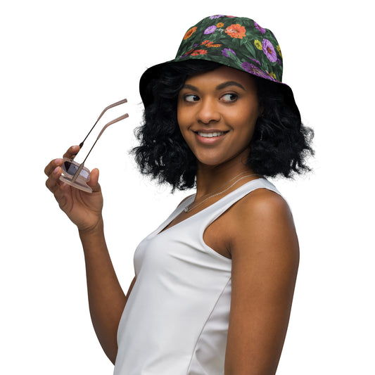 Flower Garden Reversible Bucket Art Hat