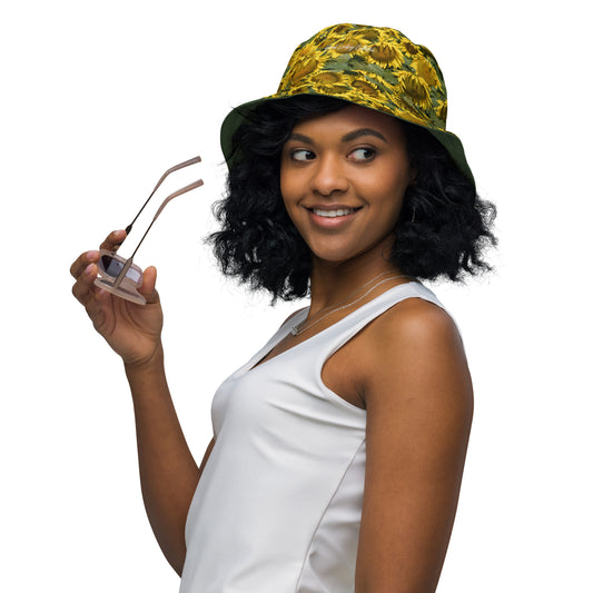 Sunflower Magic Reversible Bucket Art Hat