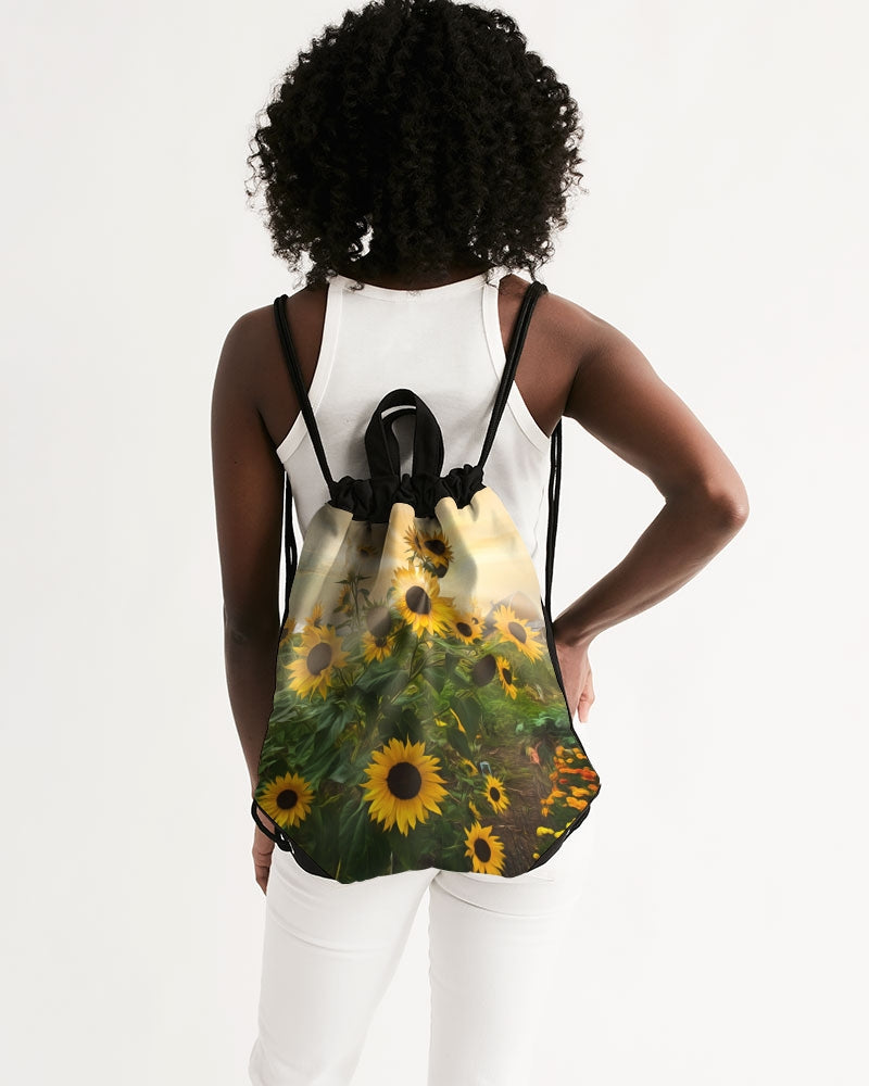 Sunflower Sunset Premium Canvas Drawstring Bag