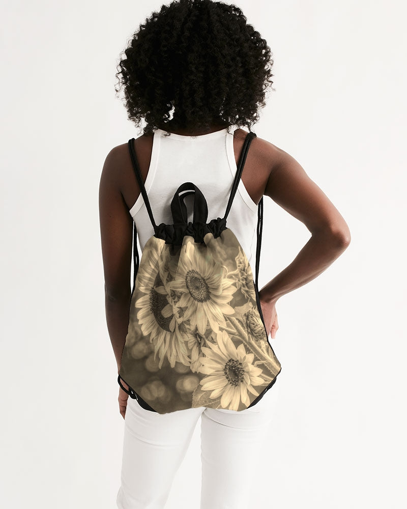 Sunflower Serenity Premium Canvas Drawstring Bag