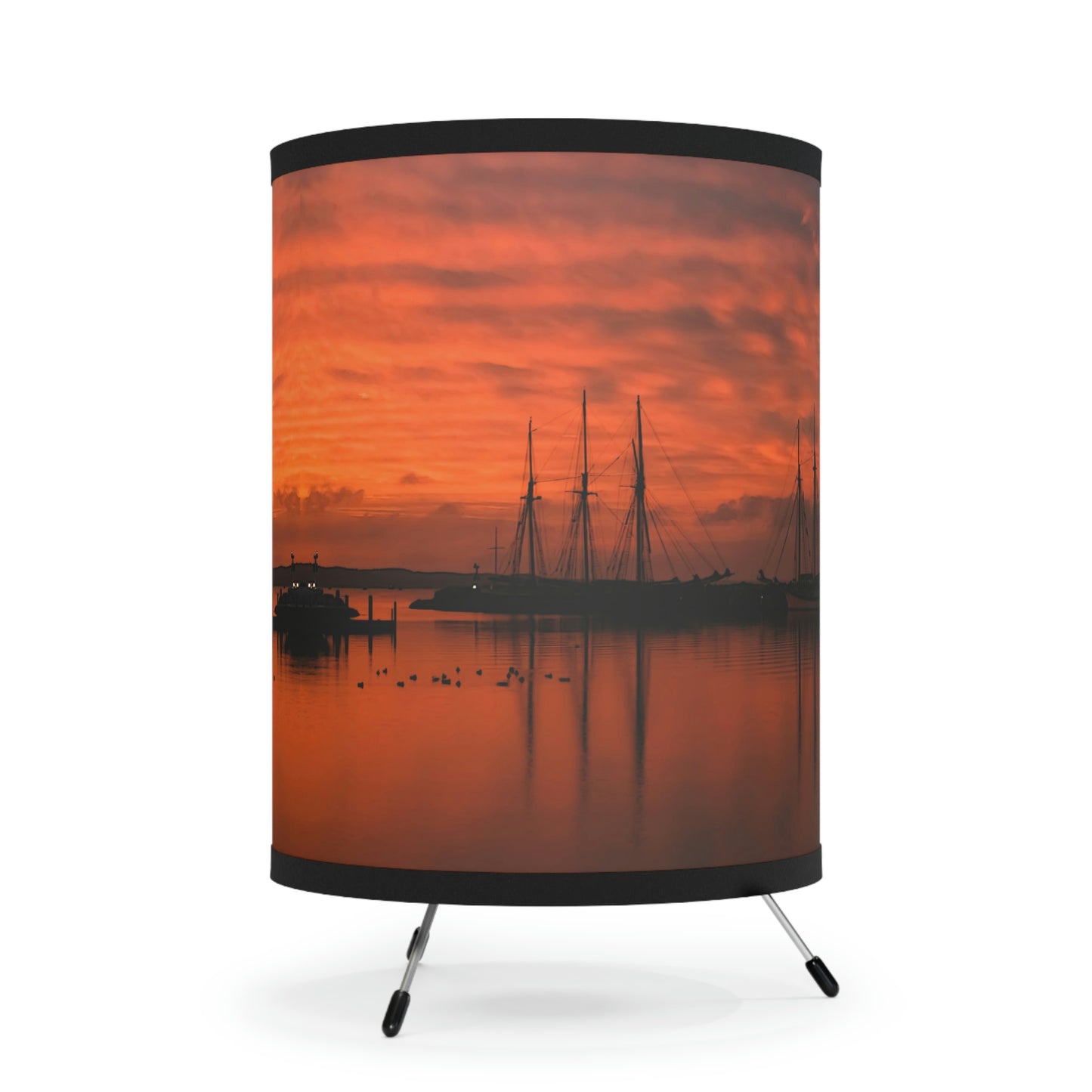 Harbor Sunset Tripod Art Lamp