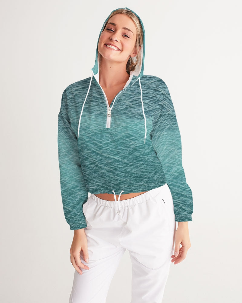 LAke Michigan Blue Women's Cropped Windbreaker